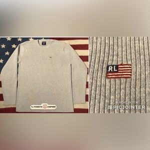 NWOT Vintage Ralph Lauren Polo Jeans Military Sweater L Stadium Beach Rlx Army 1